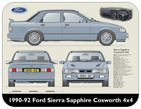 Ford Sierra Sapphire Cosworth 1990-92 Place Mat, Small